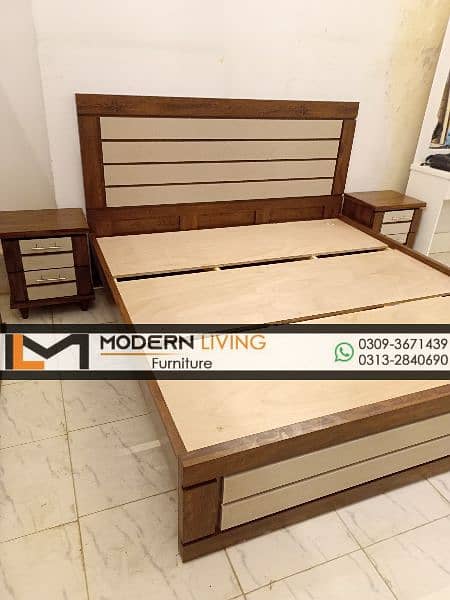 Modern King size bed with 2 side tables 4
