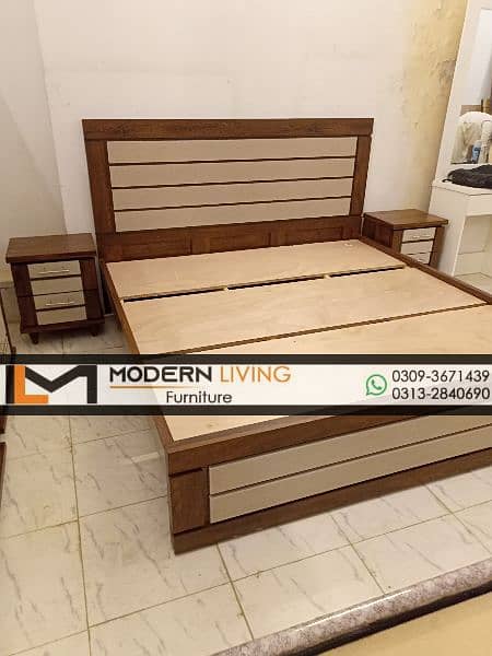 Modern King size bed with 2 side tables 6