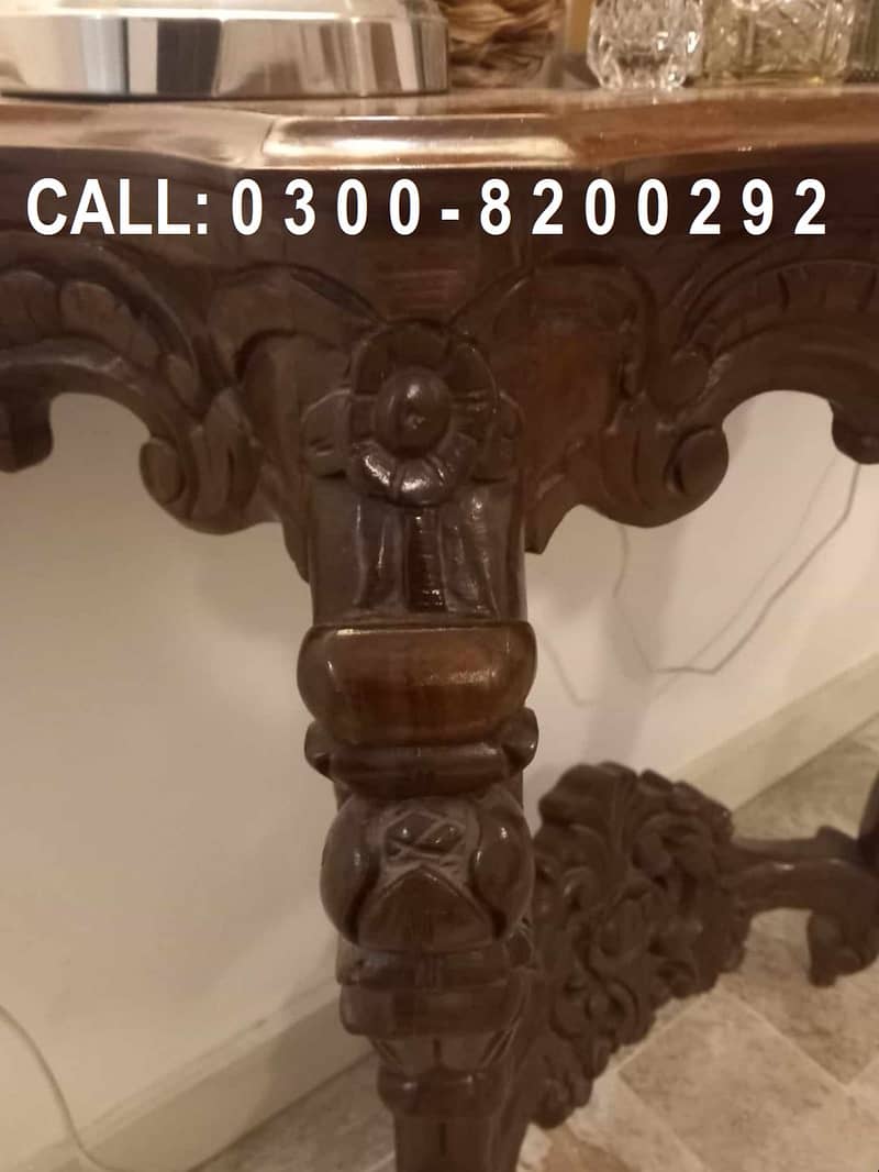 SHESHAM's HAND CARVED WOODEN CONSOLE WITH MIRROR. CALL: 0300-8200292 2
