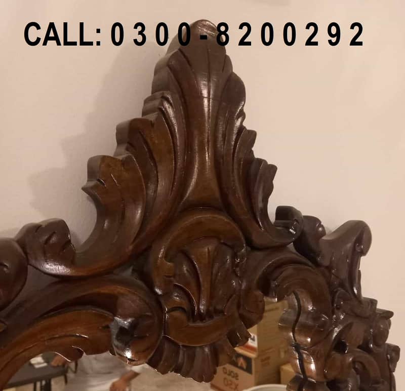 SHESHAM's HAND CARVED WOODEN CONSOLE WITH MIRROR. CALL: 0300-8200292 3
