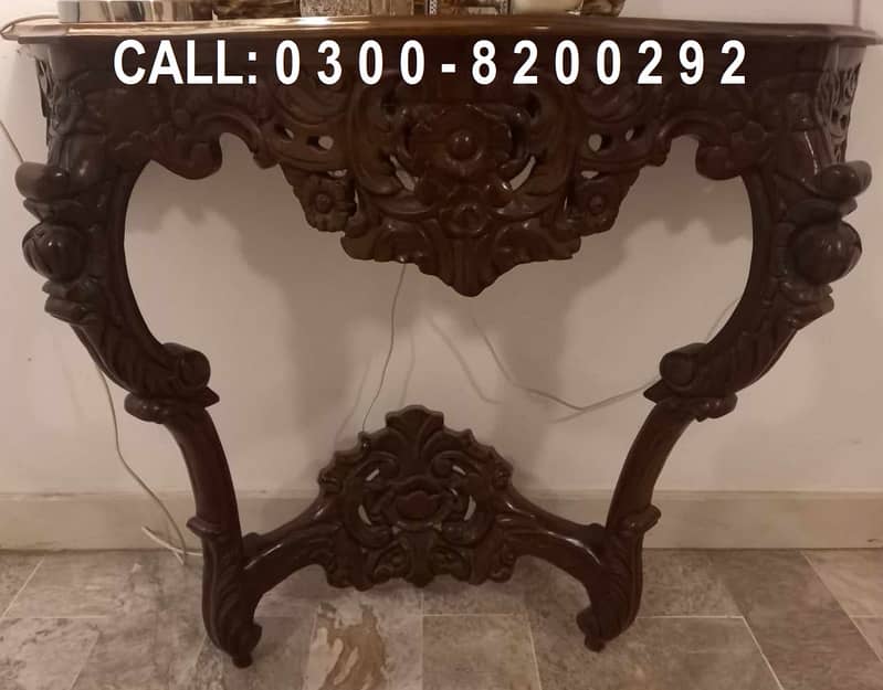 SHESHAM's HAND CARVED WOODEN CONSOLE WITH MIRROR. CALL: 0300-8200292 4