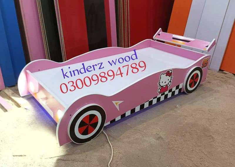 kids car bed with front and floor LED lights 0