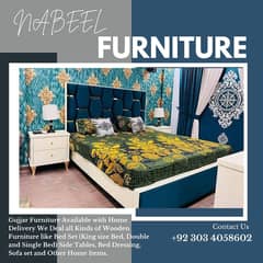 bed set / double bed / dressing table / side table / wooden furniture