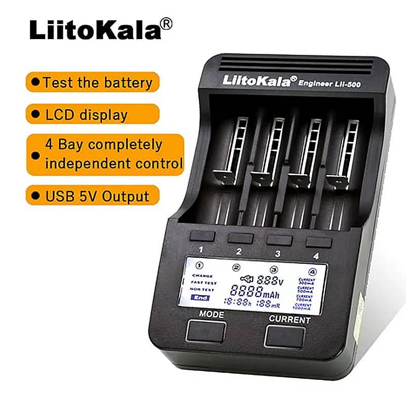 Liitokala Lii500 18650 26650 18350 AA AAA NiMH lithium Battery Charger 3