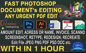 Graphic Design Edit PDF JPG Scanned Screenshot Photoshop Document edit