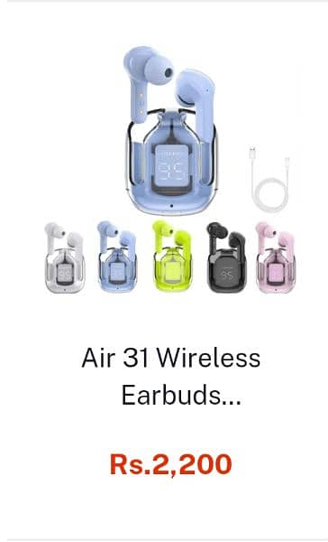 Air 31 Wireless Earbuds Transparent crystal  latest design 1