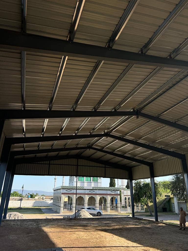 Parking shed with iron structure,Tensile steel structure prefab homes 1