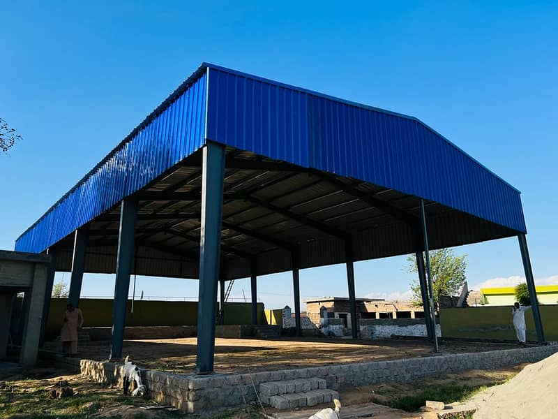 Parking shed with iron structure,Tensile steel structure prefab homes 2