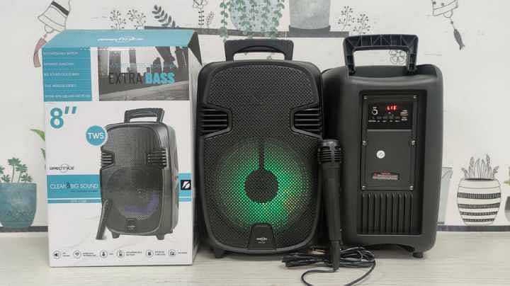 (KTX 1300) 8 inch Speaker With Wired Mic Remote+Colourful light LED 4