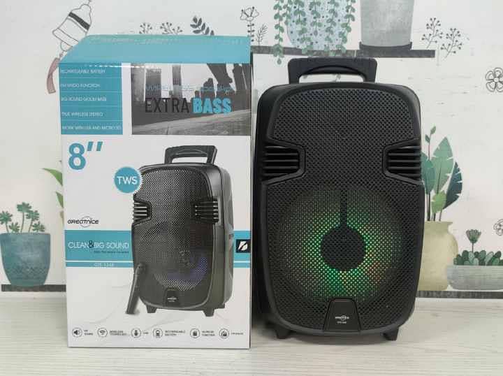 (KTX 1300) 8 inch Speaker With Wired Mic Remote+Colourful light LED 8