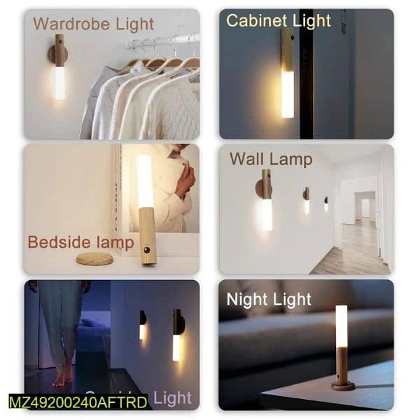 Wooden Led Wall Lamp With Motion Sensor 2