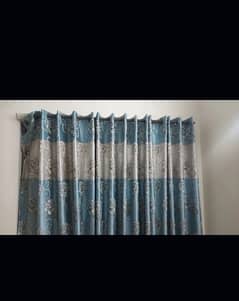 Skyblue and offwhite curtains