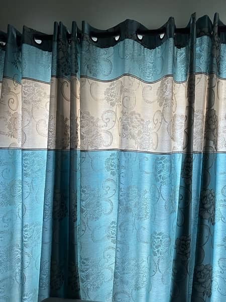 Skyblue and offwhite curtains 5