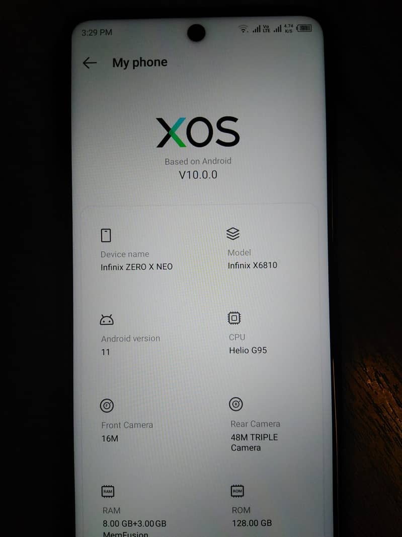 Infilinx Mobile Zero X NEO Model (X6810) RAM8GB+3GB (ROM 128GB) 35000 0