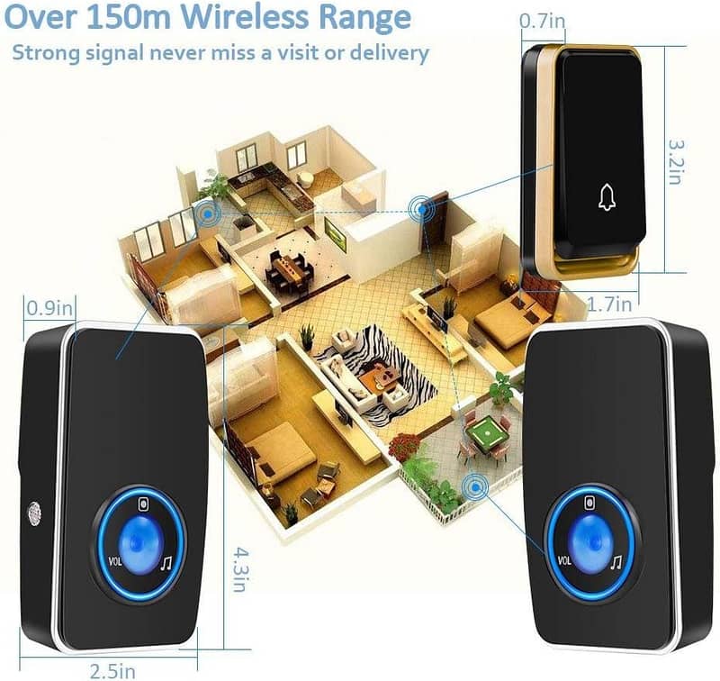 AURTEC Wireless Doorbell Waterproof Self-Powered Transmitter 6