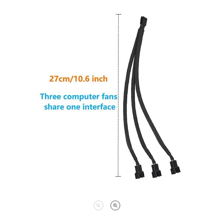 4 Pin Pwm Fan 1 To 3 Ways Splitter Black Sleeved 27cm Extension Cable 3