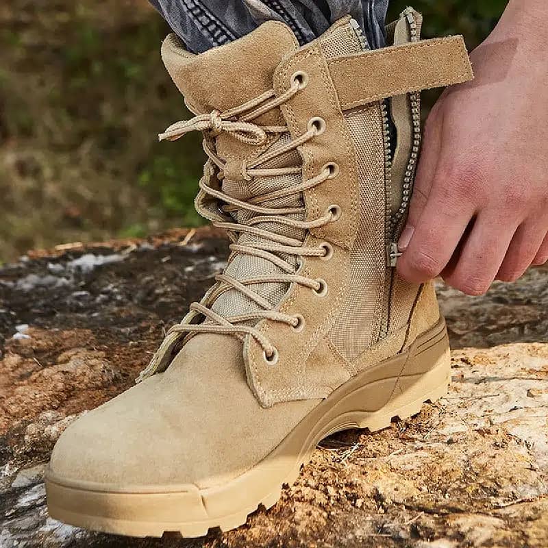 Long Swat & Delta Shoes for Men - Army Style Boots - Khaki & Black 1