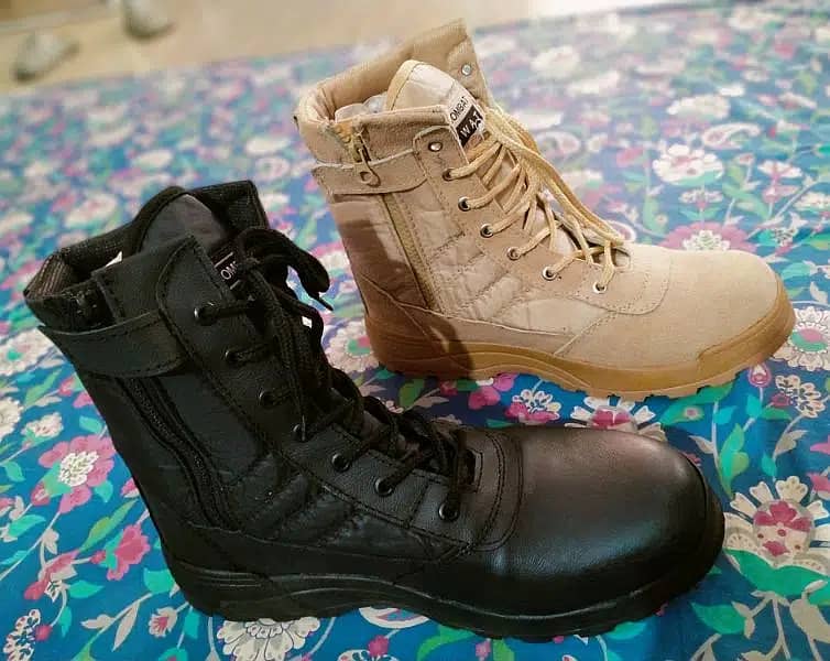 Long Swat & Delta Shoes for Men - Army Style Boots - Khaki & Black 5