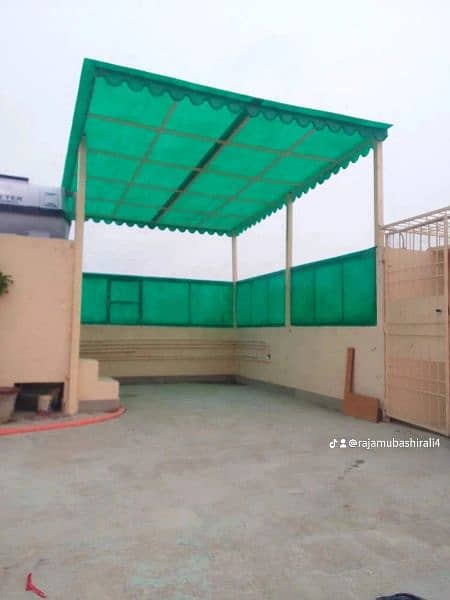 fiberglass shade,conopy fiberglass doors green net jali parking shade 5