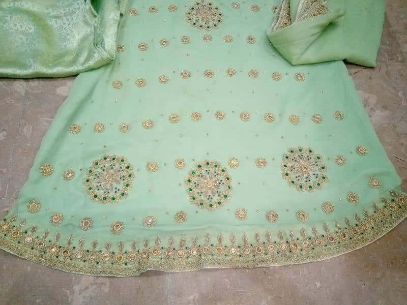 heavy hand made frock ready to wear with trouser and dupatta 2