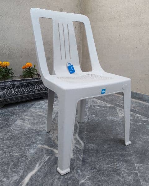 Plastic 6 Chairs and 1 table set Marble White 5