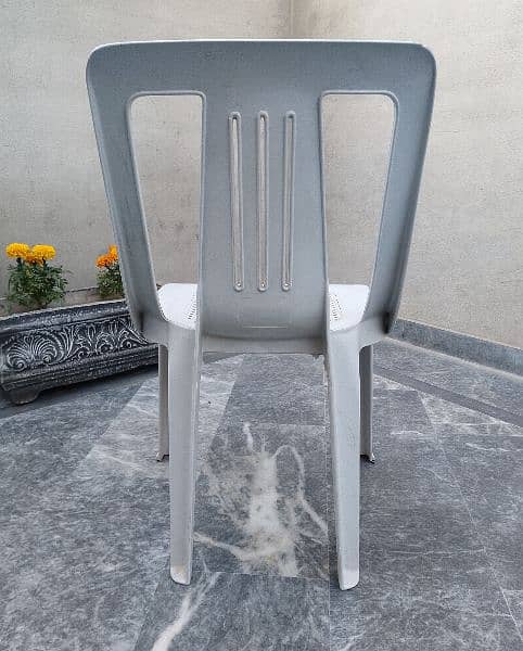 Plastic 6 Chairs and 1 table set Marble White 7