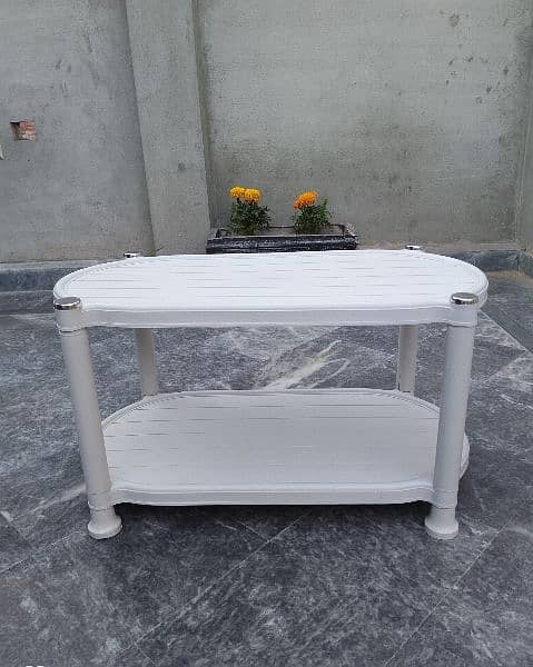 Plastic 6 Chairs and 1 table set Marble White 13