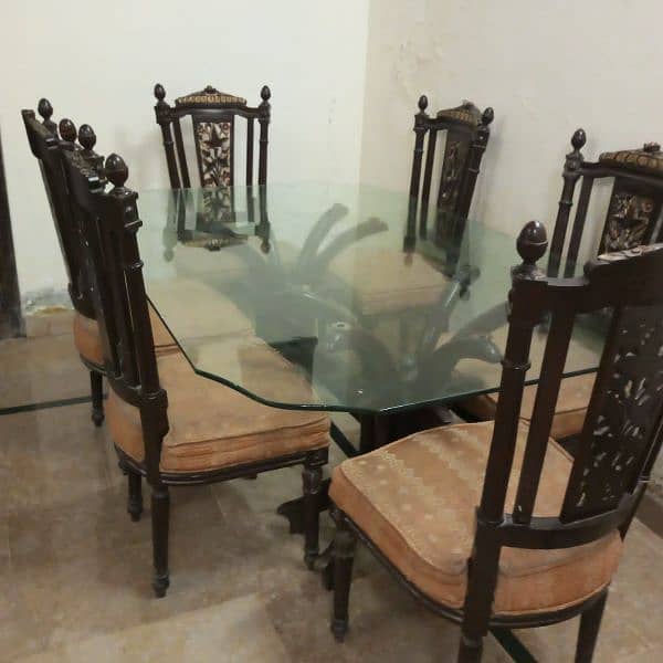 Glass Top Dining Table with Wooden Chairs 12