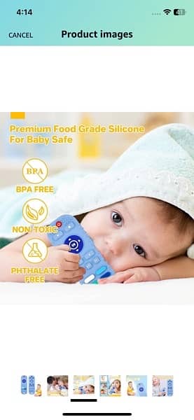Dubai branded silicon baby teether with strip 100% Bpa free 1