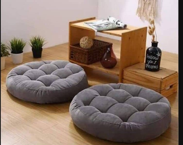 2 PCs Velvet Floor Cushions | Delivery Available 1