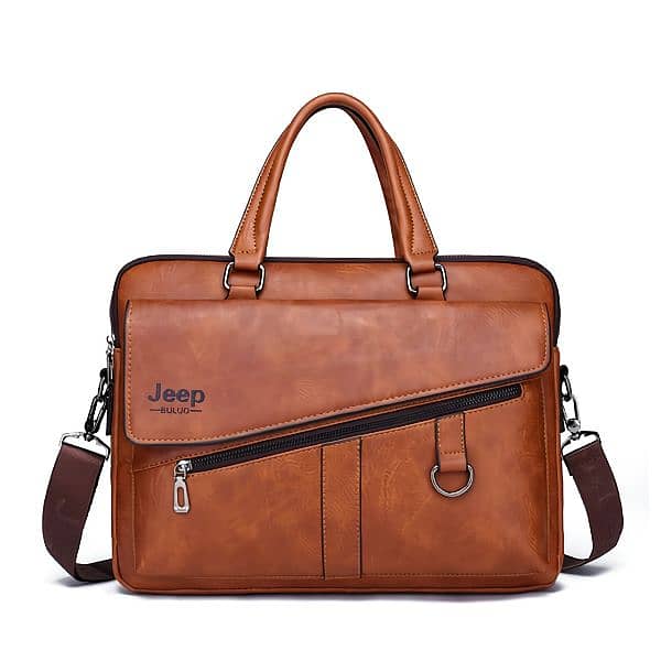 JEEP Imported Leather Business Casual Laptop Bag 1