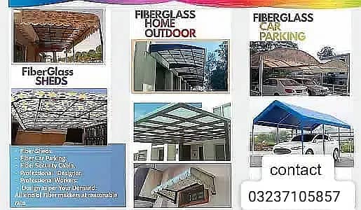 Fiber glass sheet fiber door (with materials ) / car parking sheds 16