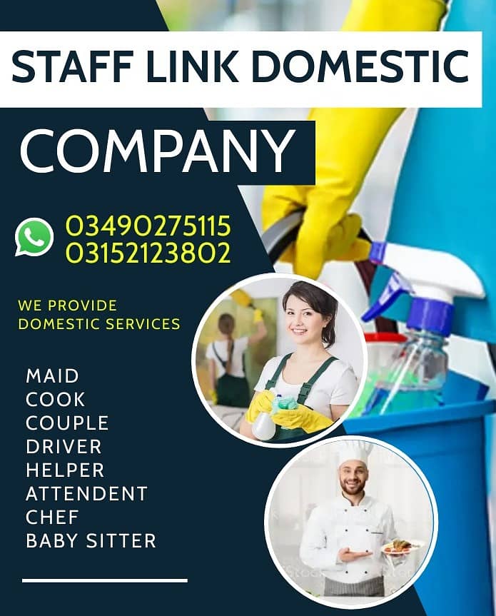 Domestic staff available ,Babysitters, Maids , Cook ,Driver, caretaker 0