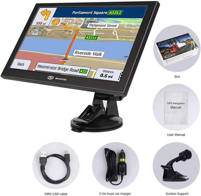 SIXGO GPS Navigation for Car 9 Inch HD Touch Screen GPS Navigation 7