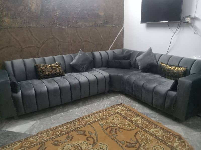 L shape sofa with two stools 1