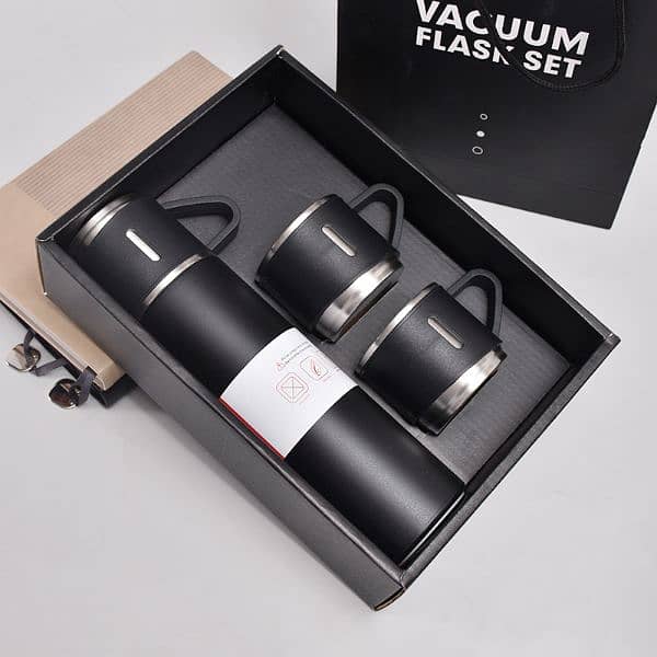 Stainless Steel Vacuum Flask Hot & Cold Thermos Bottle With 3 1
