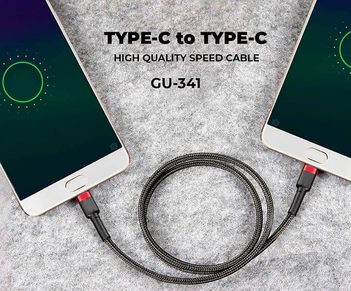 Type-C to Type-C 66W Cafule PD Fast Charge Cable High Quality in Pouch 3