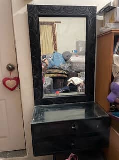 Black wooden antinque wall Mirror and Dressing table
