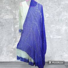 very beautiful paara work stitched dress with ful makaish work dupatta 0