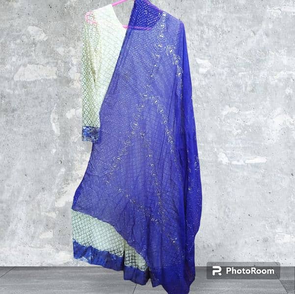 very beautiful paara work stitched dress with ful makaish work dupatta 0