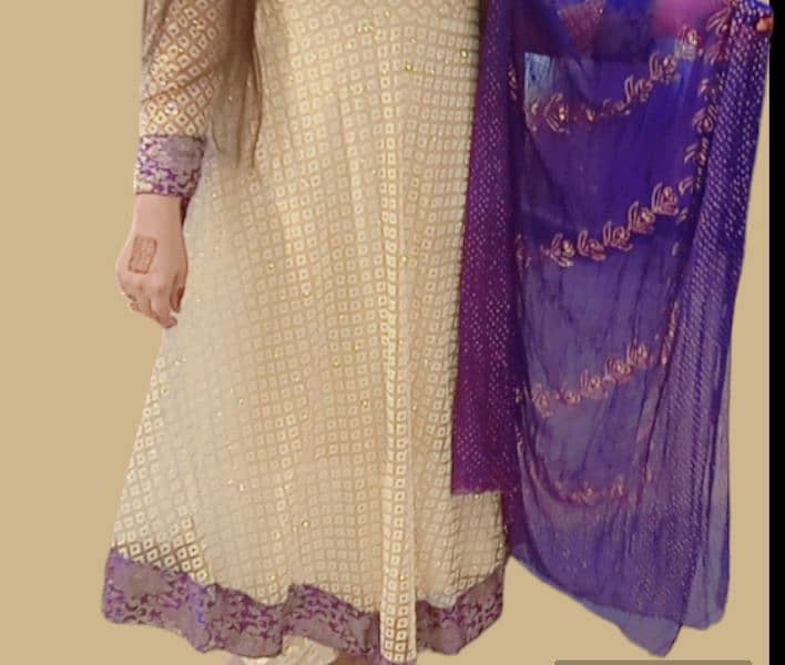very beautiful paara work stitched dress with ful makaish work dupatta 1