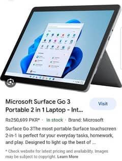 Microsoft surface Go3 Pentium Gold 6500y Tablet 2in1