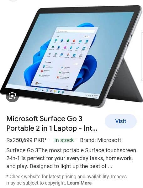 Microsoft surface Go3 Pentium Gold 6500y Tablet 2in1 0