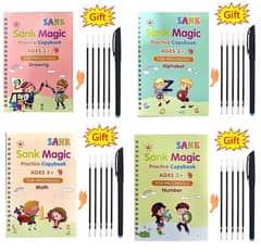 Pack Of 4 Pcs With 10 Refill Copybooks Pen Magic Copy Book Free Wiping