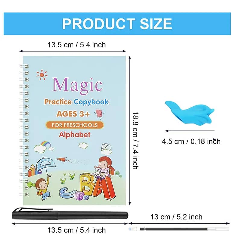 Pack Of 4 Pcs With 10 Refill Copybooks Pen Magic Copy Book Free Wiping 8