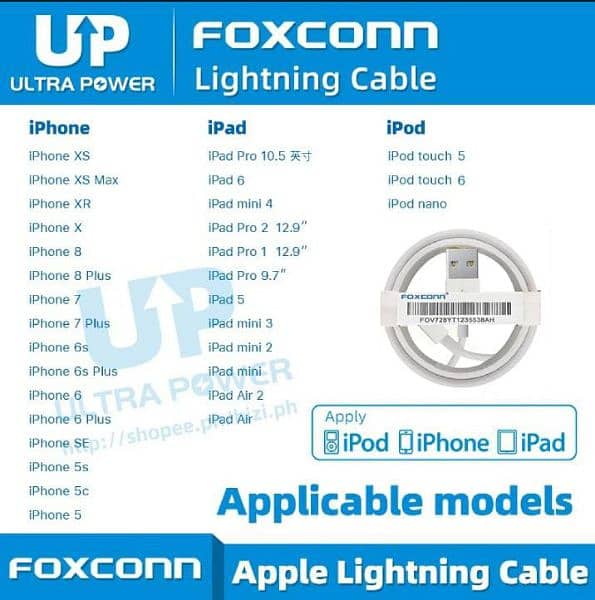 Iphone cable 100% Genuine Foxconn Lightning to USB Cable . 1