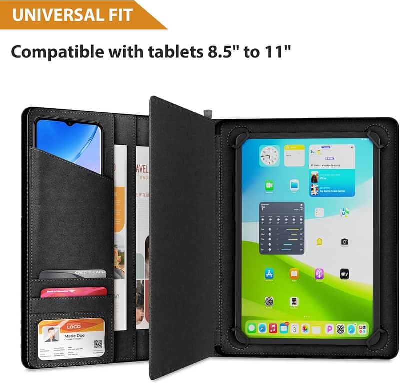 Universal Padfolio Case for Tablet 8.5 up to 11 inch, PU Leather 9