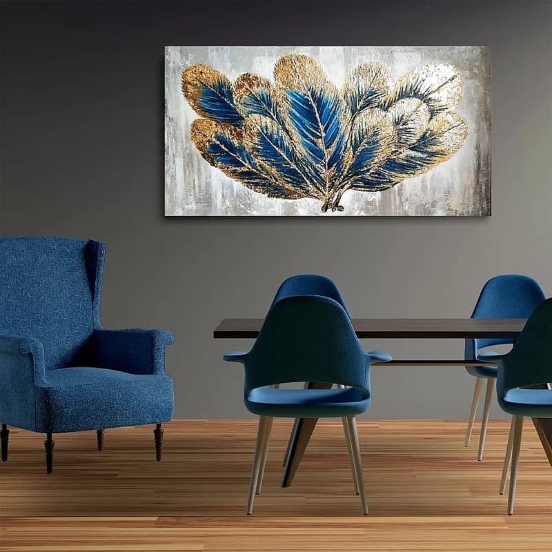 Textured Gold Feather Abstract Painting Handmade Painting Home Decor 3