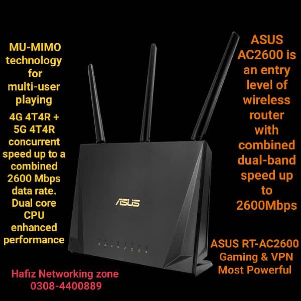 Asus RT-AC2600 top level wifi router Gaming 2ghz/5ghz dualband Gigabit 0