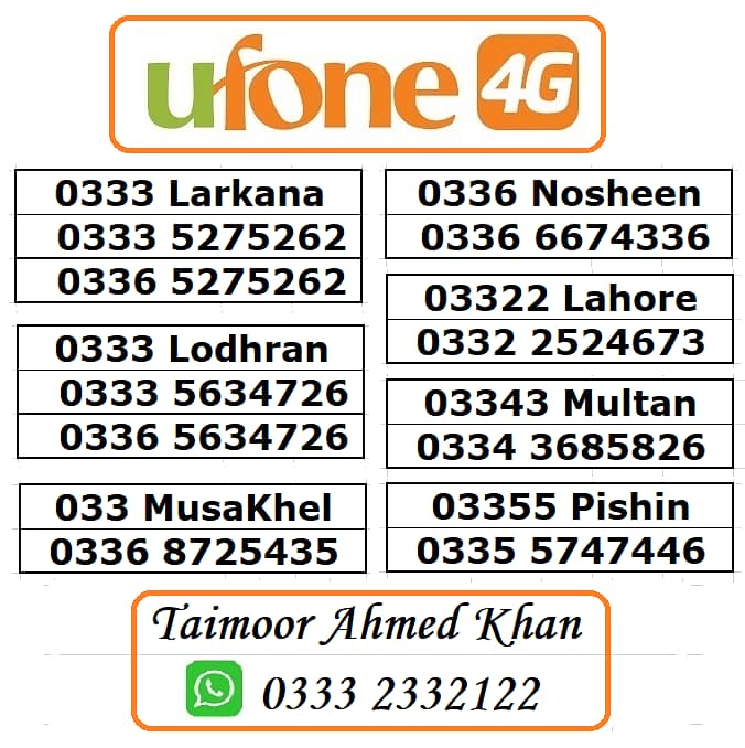 Ufone 4G Golden Numbers VIP 4